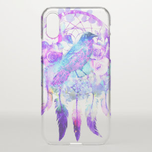 Funda Para iPhone X Crow Dreamcatcher Blue Purple Floral