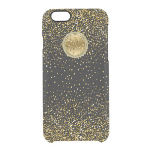 Funda Transparente Para iPhone 6/6s Diseño de Confetti de Purpurina de oro negro y gla