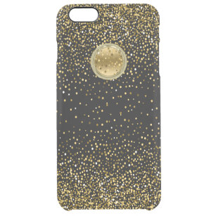 Funda Transparente Para iPhone 6 Plus Diseño de Confetti para Purpurinas de oro Black & 