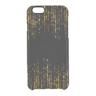 Funda Transparente Para iPhone 6/6s Diseño GR4 de Purpurina de oro negro y glam