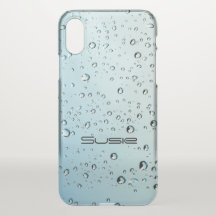 Droplets de agua Llueve Nombre iPhoneX claro Monog