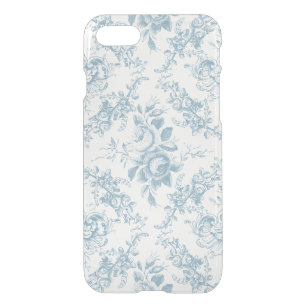 Funda Para iPhone SE/8/7 Elegante tela floral azul y blanca grabada