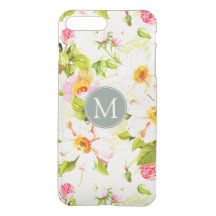 Estuche para iPhone Monograma de Rosas Florales de