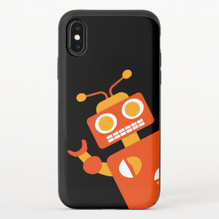 Funda Deslizante Para iPhone XS Geeky moderno tonto divertido del robot anaranjado