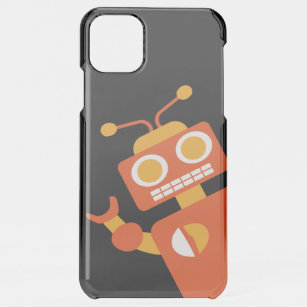 Funda Para iPhone 11 Pro Max Geeky moderno tonto divertido del robot anaranjado