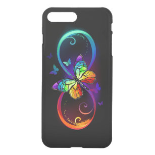 Funda Para iPhone 8 Plus/7 Plus Infinidad vibrante con mariposa arco iris sobre ne