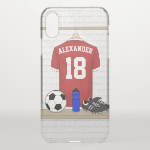 Funda Para iPhone XS Jersey de fútbol rojo y blanco personalizado