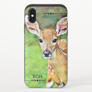 Funda Deslizante Para iPhone XS Monograma de arte de ciervos para bebés Fawn
