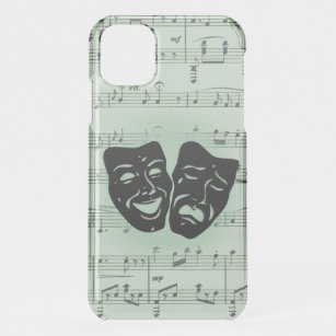 Funda Para iPhone 11 Música verde y máscaras griegas de teatro