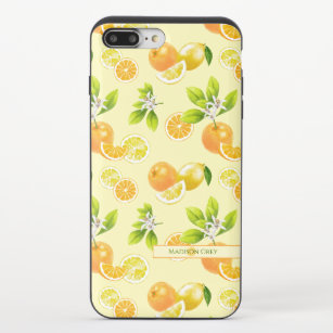 Funda Deslizante Para iPhone 8/7 Plus Naranjas artísticos de frutas cítricas y Patten de
