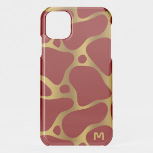 Funda Para iPhone 11 Patrón de jirafa abstracta de color rojo y oro