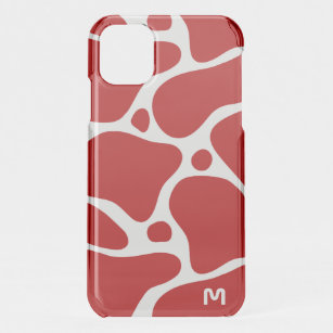 Funda Para iPhone 11 Patrón de jirafa abstracta en rojo y blanco