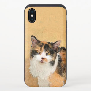 Funda Deslizante Para iPhone X Pintura de gato calico - Arte de gato original lin