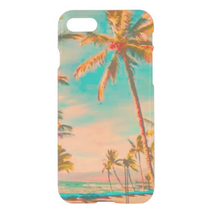 Funda Para iPhone SE/8/7 PixDezines Hawaii/Vintage/Beach/Verde azulado