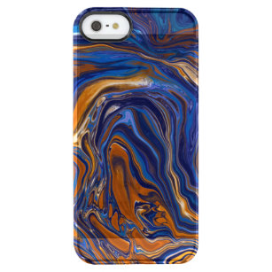 Funda Transparente Para iPhone SE/5/5s Resumen de arte moderno en azul y cobre