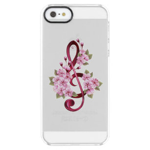 Funda Transparente Para iPhone SE/5/5s Tejidos musicales notas de colores con flores de S