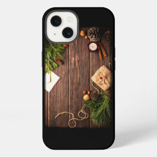 Decoración de navidades con madera de grano y pino