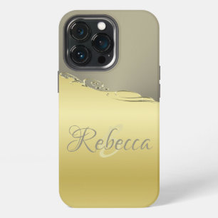 Funda Para iPhone 13 Pro Decoración metalizado de oro de lujo en oro y plat