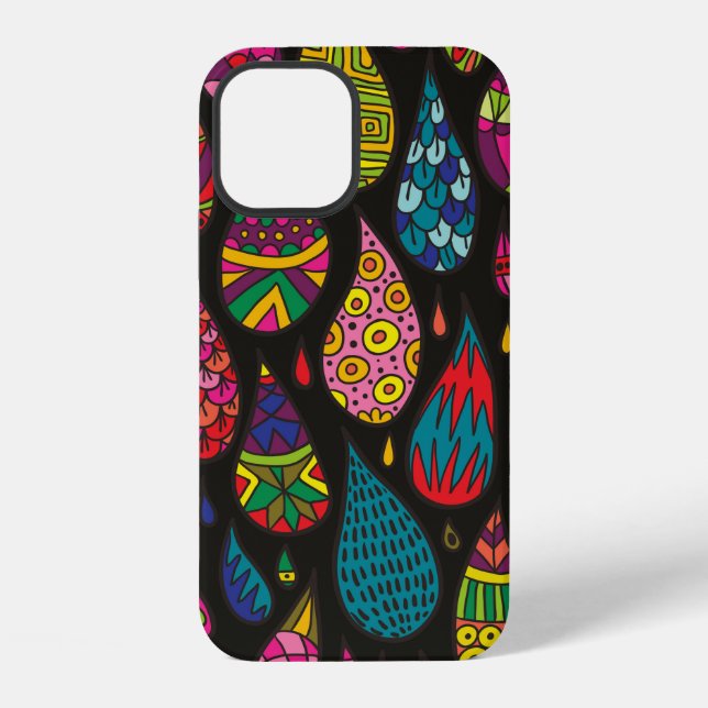 Funda Para iPhone Decorative patterned drops seamless background. Br (Reverso )