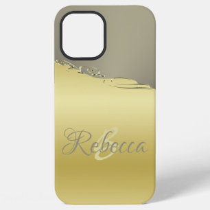 Funda Para iPhone 12 Pro Max Decorativo de metal dorado de lujo sobre oro y pla
