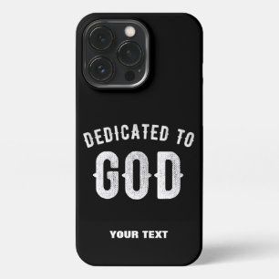 FUNDA PARA iPhone 13 PRO DEDICADO A DIOS PERSONALIZABLE GUAY TEXTO BLANCO