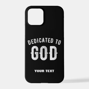 FUNDA PARA iPhone 12 PRO DEDICADO A DIOS PERSONALIZABLE GUAY TEXTO BLANCO
