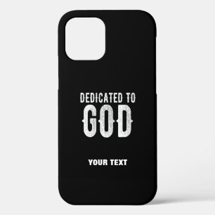 FUNDA PARA iPhone 12 DEDICADO A DIOS TEXTO BLANCO PERSONALIZABLE GENIAL