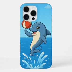 Funda Para iPhone 16 Pro Max Delfín de Dibujos Animados Juguetón con Pelota de