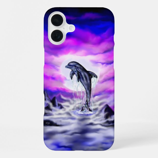 Funda Para iPhone Delfín de luz de luna (Reverso )