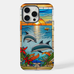 Delfines saltando al atardecer en el océano