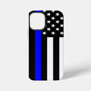 Funda Para iPhone 12 Mini Delgado gráfico de la línea azul en una bandera de