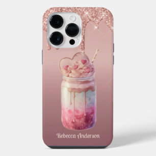 Funda Para iPhone 14 Pro Max Delicioso postre de té de leche con burbujas de bo