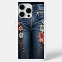 Denim Aspecto con bordado floral