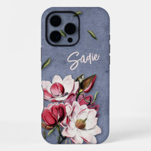 Funda Para iPhone 16 Pro Max Denim Azul Floral Monogramado