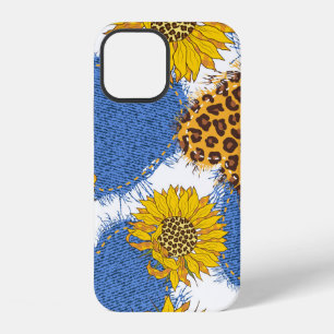 Funda Para iPhone 12 Denim corazones hechos de tela con bordes rotos y