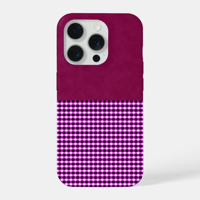 Funda Para iPhone Denim Magenta y Tartán, Cojín (Reverso )