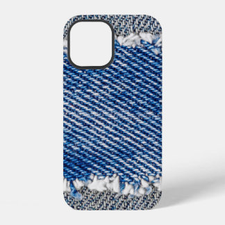 Funda Para iPhone 12 Denim marco. Tejidos de denim despojados con borde