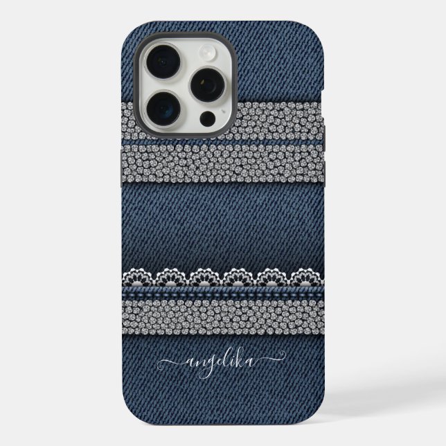 Funda Para iPhone Denim & Rhinestones Chic (Reverso )