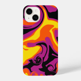 Funda Para iPhone 14 Derrame - Naranja, negro, rosa y amarillo
