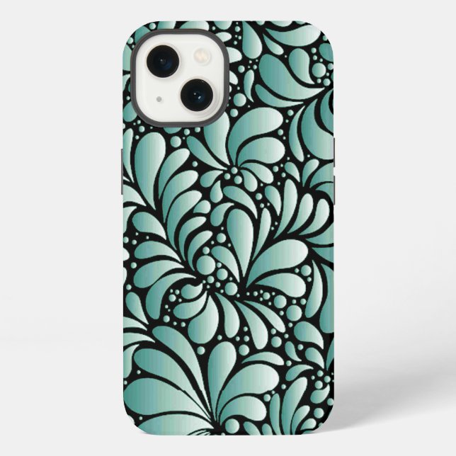Funda Para iPhone Deseable patrón de flor en verde menta (Reverso )