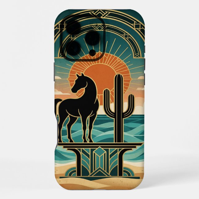 Funda Para iPhone Desert Horse Silhouette , iPhone 16 Pro Max Case  (Reverso )