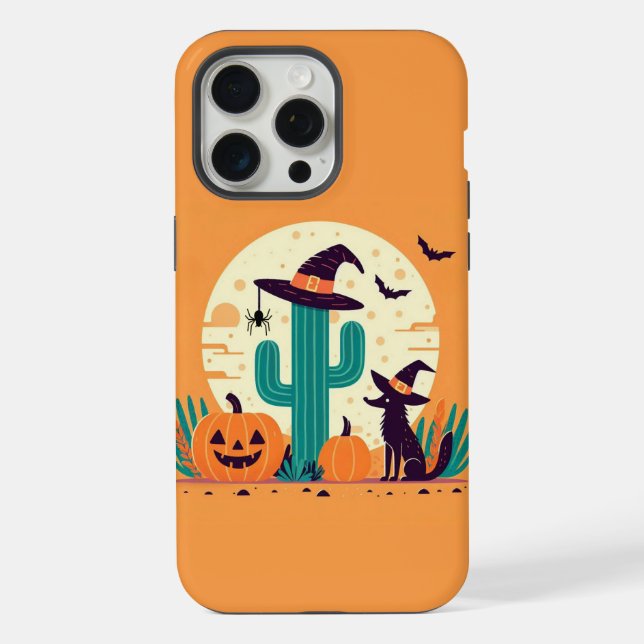 Funda Para iPhone Desierto/cactus del suroeste de Halloween (Reverso )