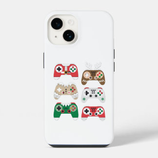 Funda Para iPhone 14 Dessin de plusieurs Manettes de Jeux en style Noël