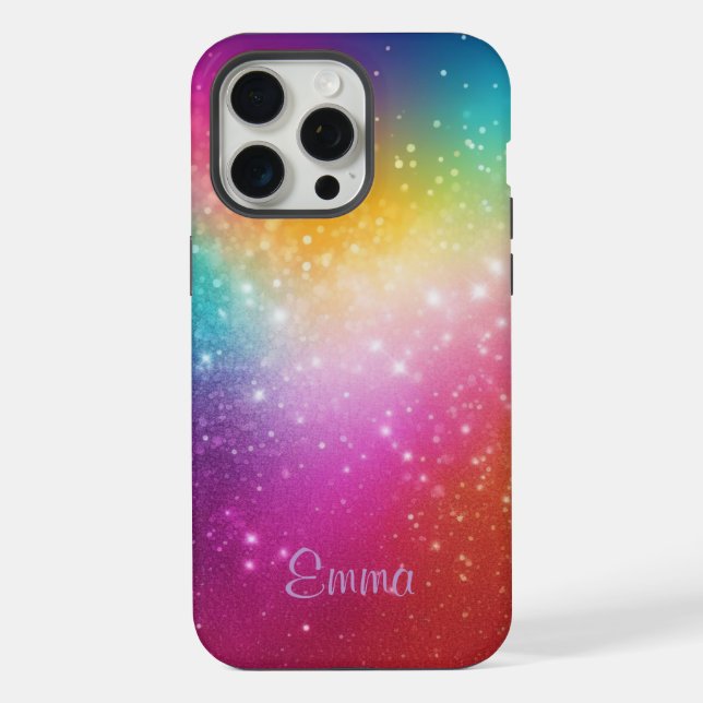 Funda Para iPhone Destello de Arcoíris Personalizado (Reverso )