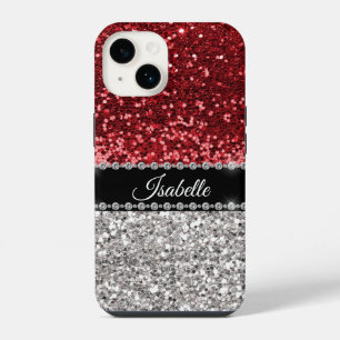 Funda Para iPhone 14 Destello Rojo Glam Bling Personalizado