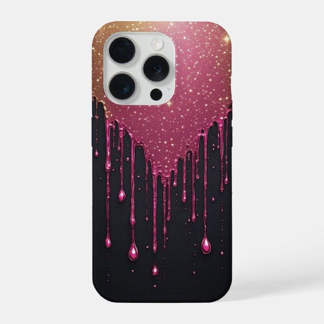 Funda Para iPhone Destello Rosa con Estrellas Brillantes (Reverso )