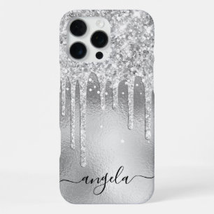 Funda Para iPhone 16 Pro Max Destellos de purpurina de plata Glam Signature