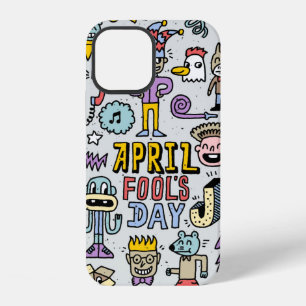 Funda Para iPhone 12 Día de los inocentes divertido doodle colorido con