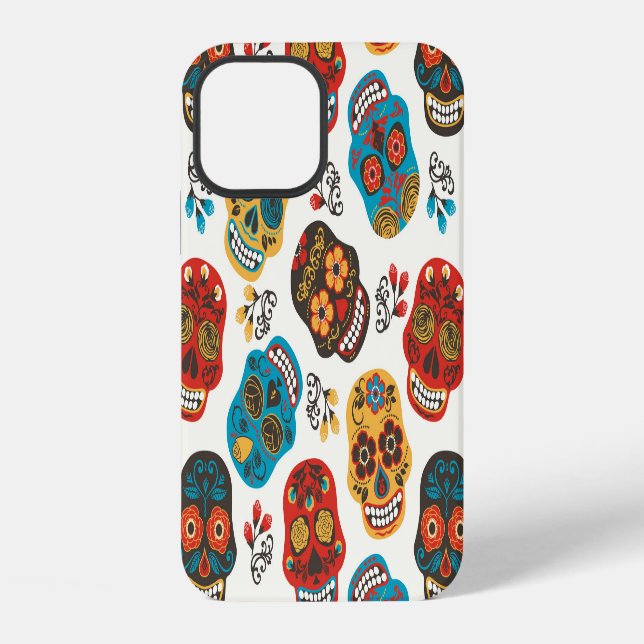 Funda Para iPhone Día de Muertos, patrón continuo. (Reverso )
