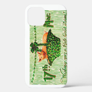 Funda Para iPhone 12 Día de San Patricio Cerdo Afortunado, Vintage